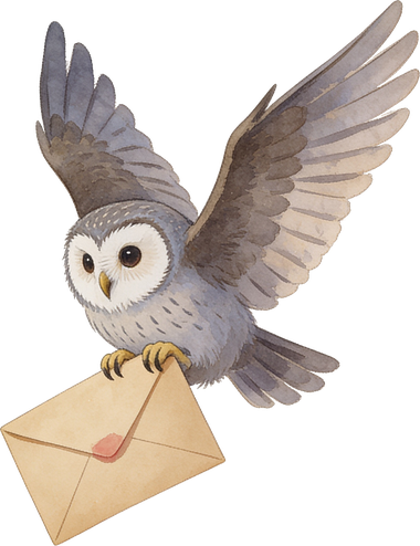 The messenger owl carrying a letter